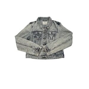 Threads & Supply Denim Jean Jacket Women Medium M Crop Y2K Acid Stone Wash Short